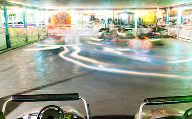 Image showing Bumper Cars Amusement Park Ride Blurred Motion