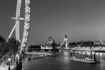 Image showing London Eye, Big Ben and Houses of parliament in London, UK.