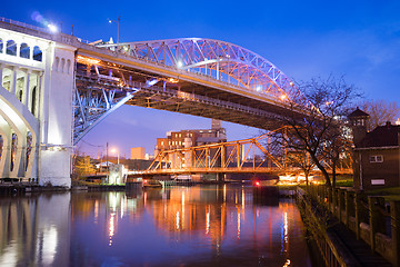 Image showing Detroit–Superior Bridge Cuyahoga River in Cleveland, Ohio