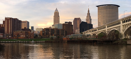 Image showing Cleveland Ohio Downtown City Skyline Cuyahoga River