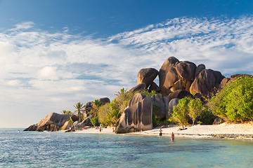 Image showing Beautiful Anse Source d\'Argent tropical beach, La Digue island, Seychelles.