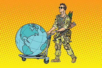 Image showing Military tourism, the mercenary with a cart Earth