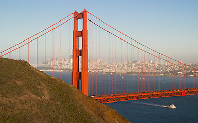 Image showing Panoramic Golden Gate Bridge San Francisco Marin County Headland