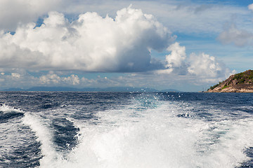 Image showing indian ocean and leaving boat trace on water