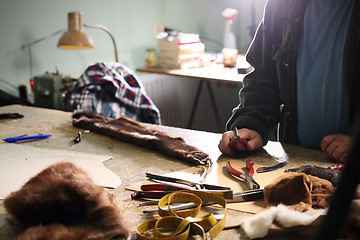 Image showing Laboratory furrier, fur design. Natural fur.