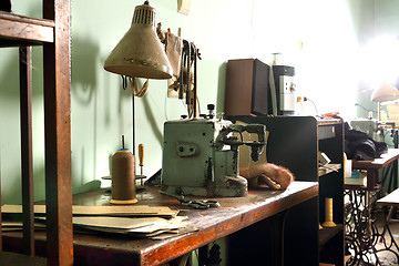 Image showing Old sewing. Sewing workshop. Sewing machine.