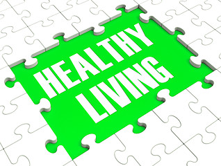 Image showing Healthy Living Puzzle Showing Healthy Diet