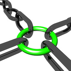 Image showing Green Four Link Shows Connection and Togetherness