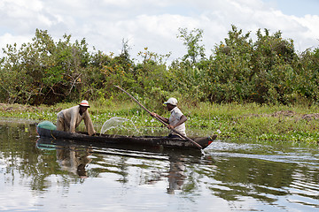 Image showing Fisherman life in madagascar countryside on river