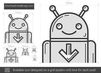 Image showing Download mobile app line icon.