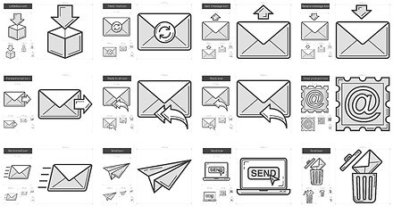 Image showing Email line icon set.