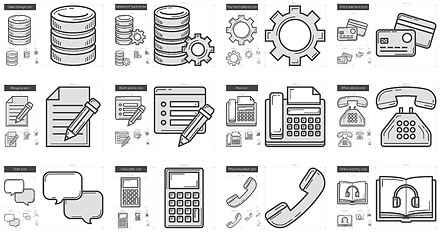 Image showing Technology line icon set.