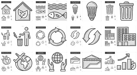 Image showing Ecology line icon set.