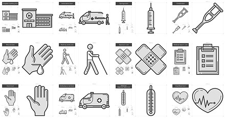 Image showing Medicine line icon set.