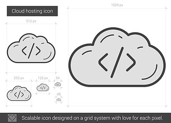 Image showing Cloud hosting line icon.