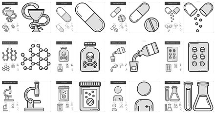 Image showing Medicine line icon set.