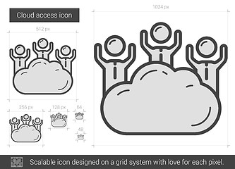 Image showing Cloud access line icon.