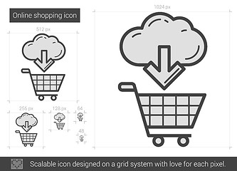 Image showing Online shopping line icon.