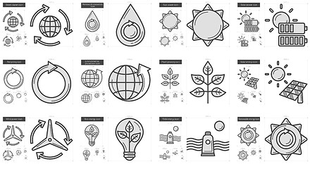 Image showing Ecology line icon set.