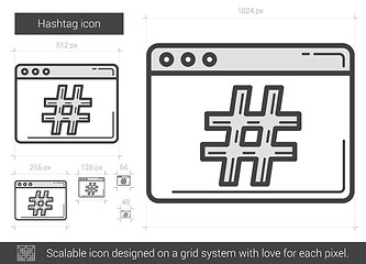 Image showing Hashtag line icon.