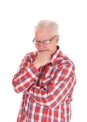 Image showing Portrait of thinking senior man.