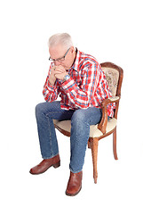 Image showing Senior man sitting and thinking.