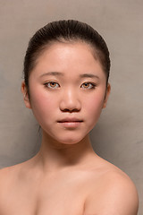 Image showing The face of ballet dancer on studio background