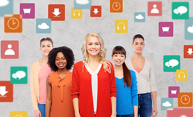 Image showing international group of happy smiling women