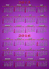 Image showing calendar for 2015 - 2016 in German