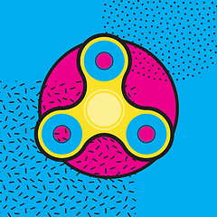 Image showing Fidget spinner Memphis style vector icon.