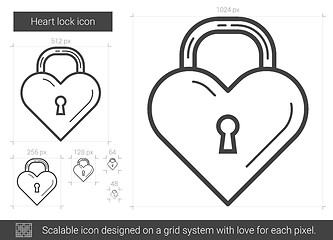 Image showing Heart lock line icon.