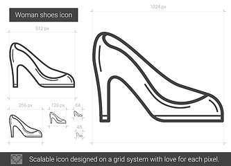 Image showing Woman shoes line icon.