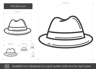 Image showing Felt hat line icon.