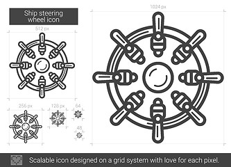 Image showing Ship steering wheel line icon.