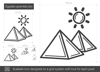 Image showing Egyptian pyramid line icon.