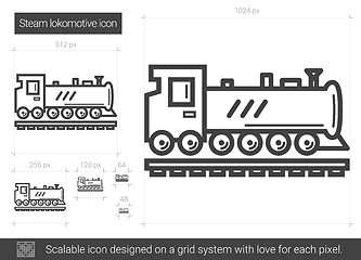 Image showing Steam locomotive line icon.