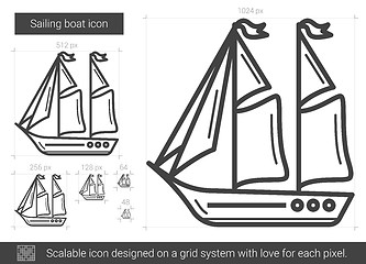 Image showing Sailing boat line icon.