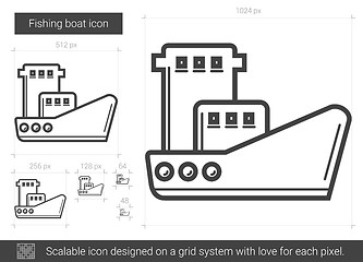 Image showing Fishing boat line icon.