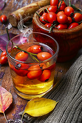 Image showing hot tea with berries rose hips