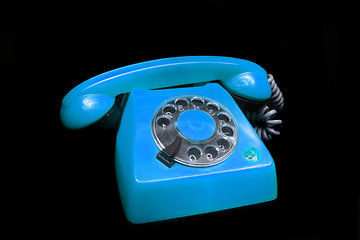 Image showing old blue telephone