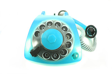 Image showing old blue telephone