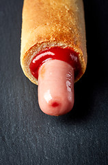 Image showing Hotdog with ketchup