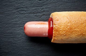 Image showing Hotdog with ketchup