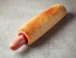 Image showing Hotdog with ketchup