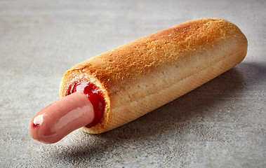 Image showing Hotdog with ketchup