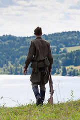 Image showing Soviet soldiers of the second world war on the river