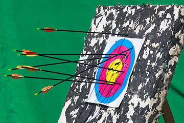 Image showing arrows hitting an archery target