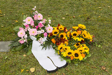 Image showing Beautiful floral arrangements on a funeral