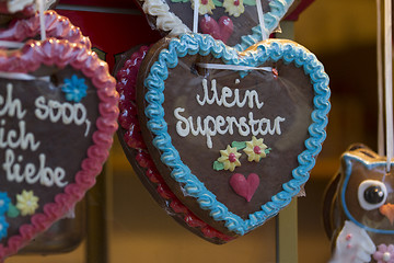 Image showing Gingerbread Hearts on german christmas market