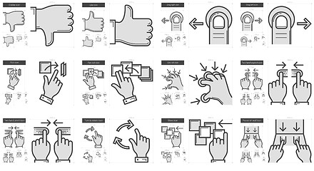 Image showing Touch gestures line icon set.